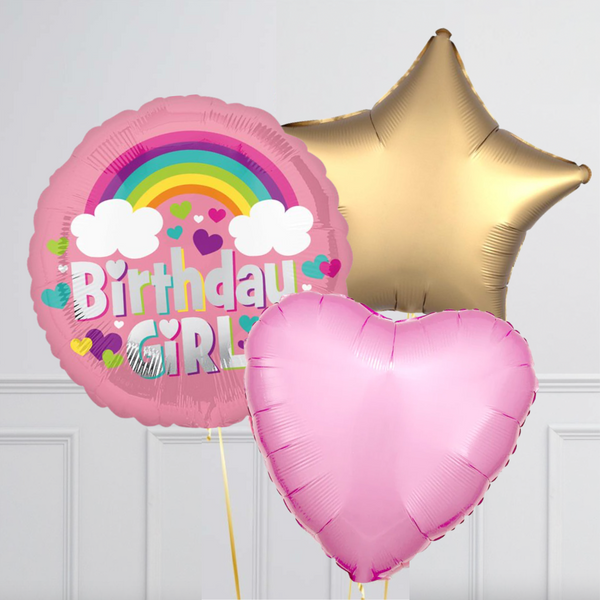 Rainbow Birthday Girl Foil Balloon Bouquet