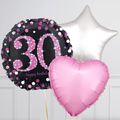 30th Birthday Pink & Black Holographic Balloon Bouquet