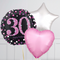 30th Birthday Pink & Black Holographic Balloon Bouquet