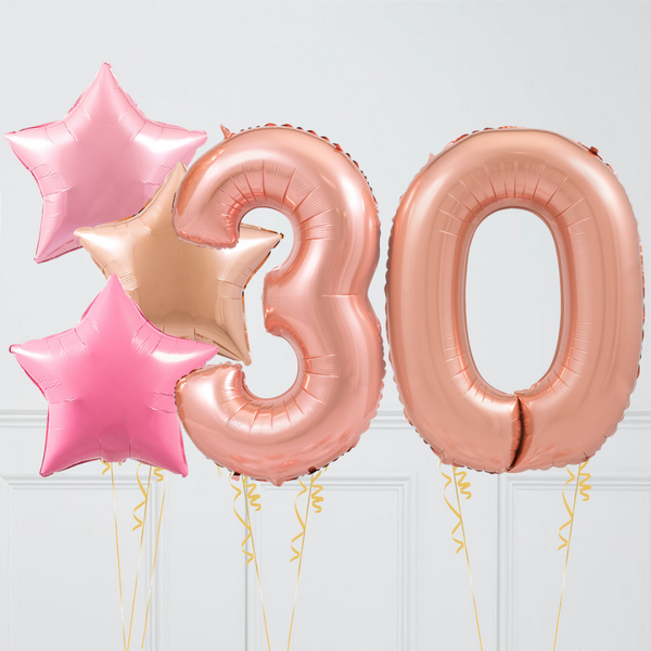 Inflated Rose Gold Birthday Balloon Numbers