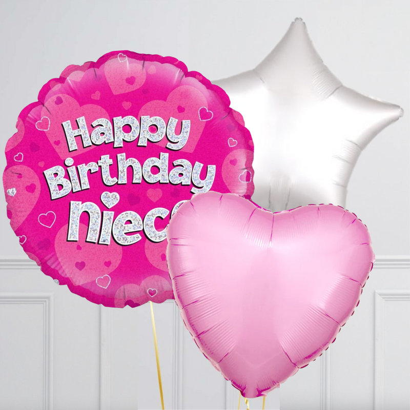 Happy Birthday Niece Pink Foil Balloon Bouquet