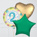 2nd Birthday Green Foil Balloon Bouquet