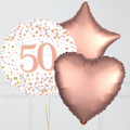 50th Birthday Rose Gold Foil Balloon Bouquet