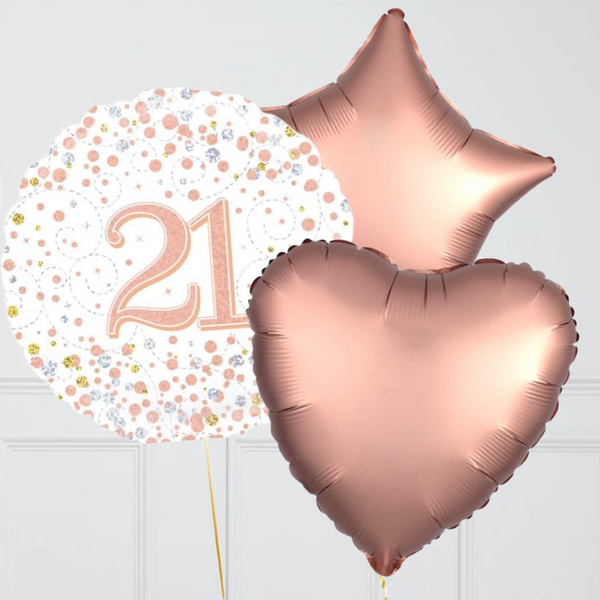 21st Birthday Rose Gold Foil Balloon Bouquet