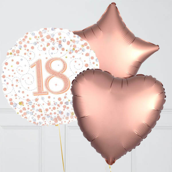 18th Birthday Rose Gold Foil Balloon Bouquet