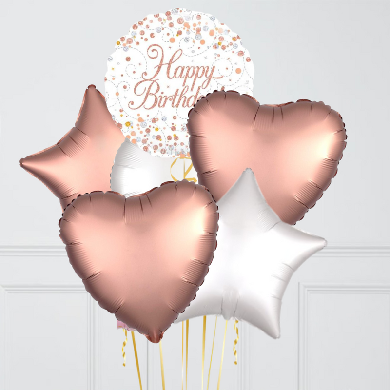 Rose Gold Happy Birthday Foil Balloon Bouquet