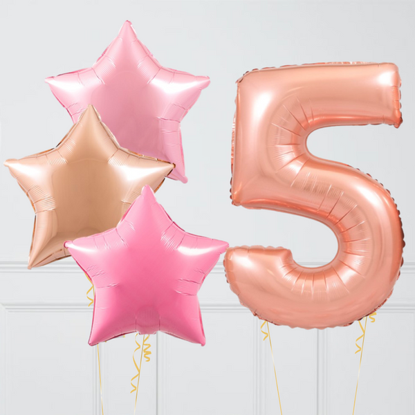 Inflated Rose Gold Birthday Balloon Number (One Number)