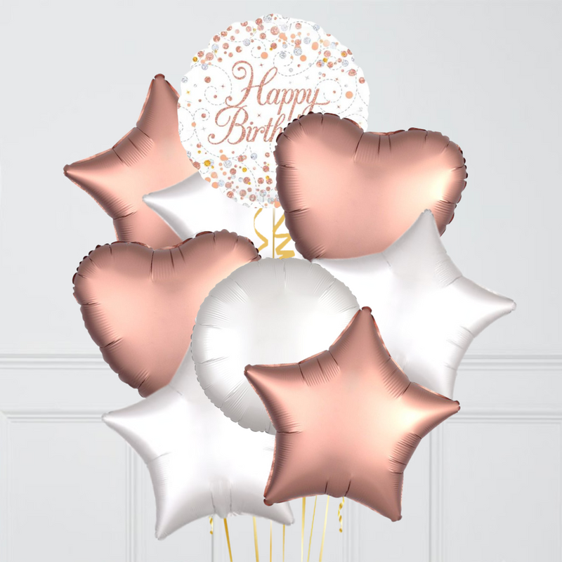 Rose Gold Happy Birthday Foil Balloon Bouquet