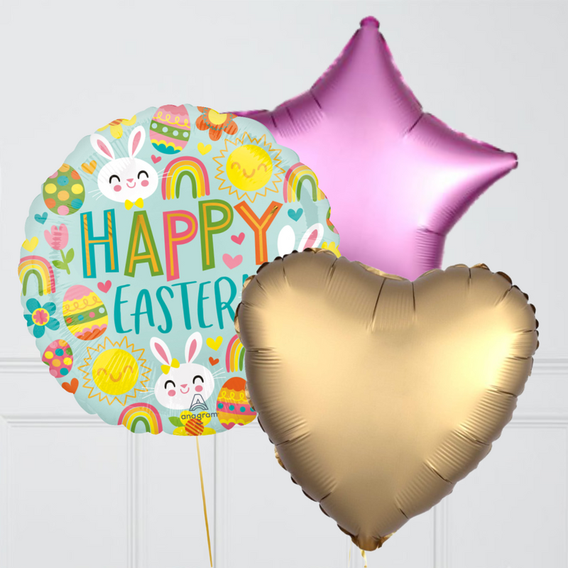 Happy Easter Spring Rainbows Inflated Foil Balloon Bunch