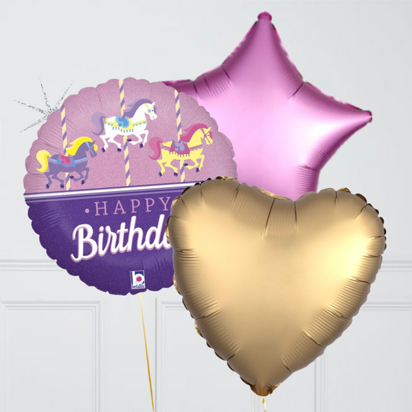 Happy Birthday Carousel Foil Balloon Bouquet