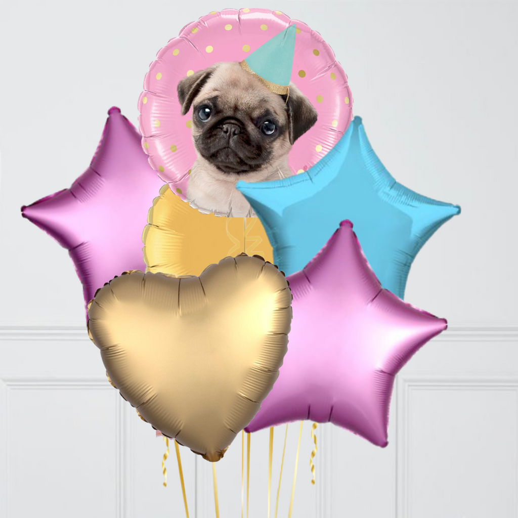 Party Pug Foil Balloon Bouquet – Joballoons.ie