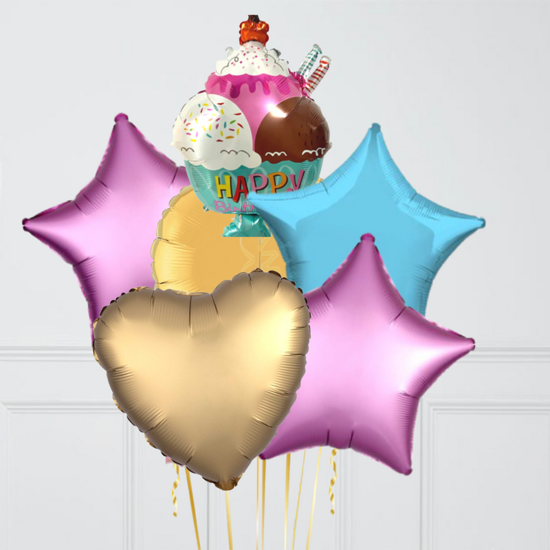 Ice Cream Inflated Birthday Balloon Bouquet