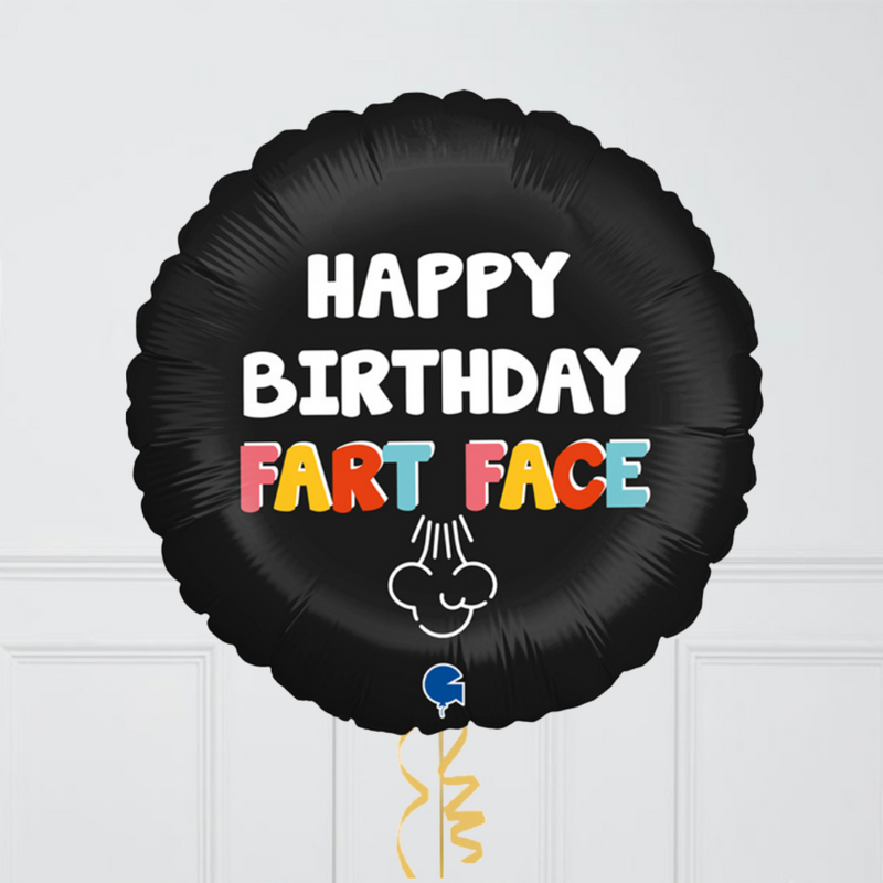 Happy Birthday Fart Face Inflated Foil Balloon Bouquet