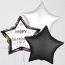 Black & White Star Birthday Foil Balloon Bouquet