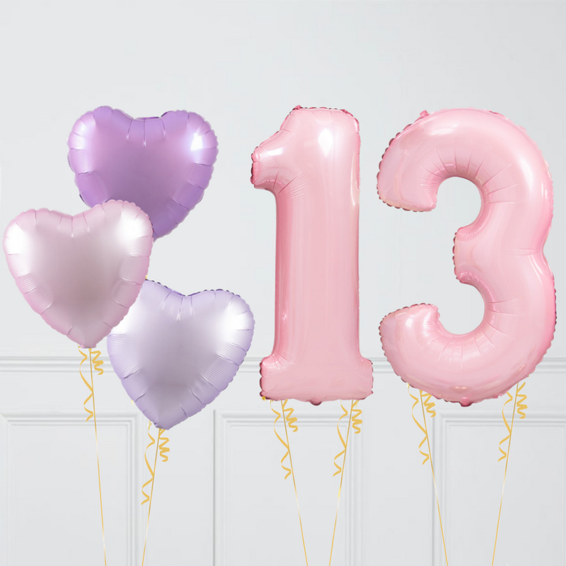 Inflated Lavender Rose Birthday Balloon Numbers