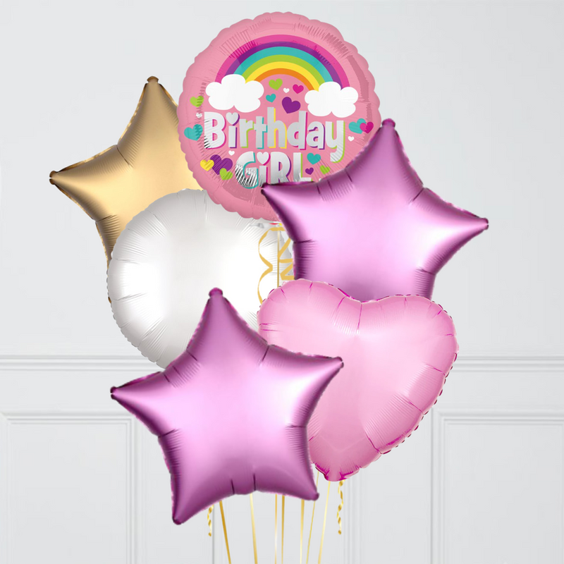 Rainbow Birthday Girl Foil Balloon Bouquet