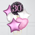 30th Birthday Pink & Black Holographic Balloon Bouquet