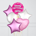 Happy Birthday Wife Pink Foil Balloon Bouquet