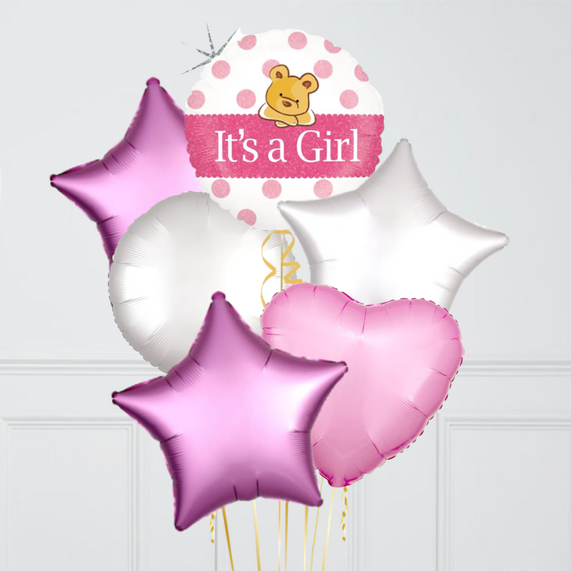 It's a Girl Teddy Foil Balloon Bouquet