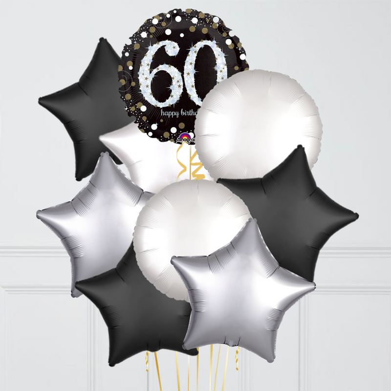 60th Birthday Elegant Sparkles Foil Balloon Bunch