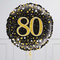 80th Birthday Gold & Black Foil Balloon Bouquet