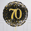 70th Birthday Gold & Black Foil Balloon Bouquet