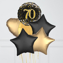 70th Birthday Gold & Black Foil Balloon Bouquet