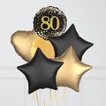 80th Birthday Gold & Black Foil Balloon Bouquet