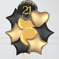 21st Birthday Gold & Black Foil Balloon Bouquet