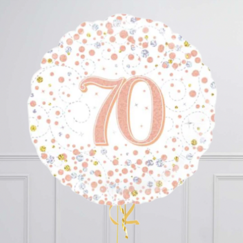 70th Birthday Rose Gold Foil Balloon Bouquet