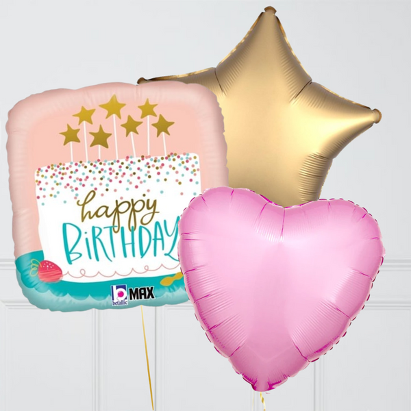 Happy Birthday Confetti Cake Foil Balloon Bouquet