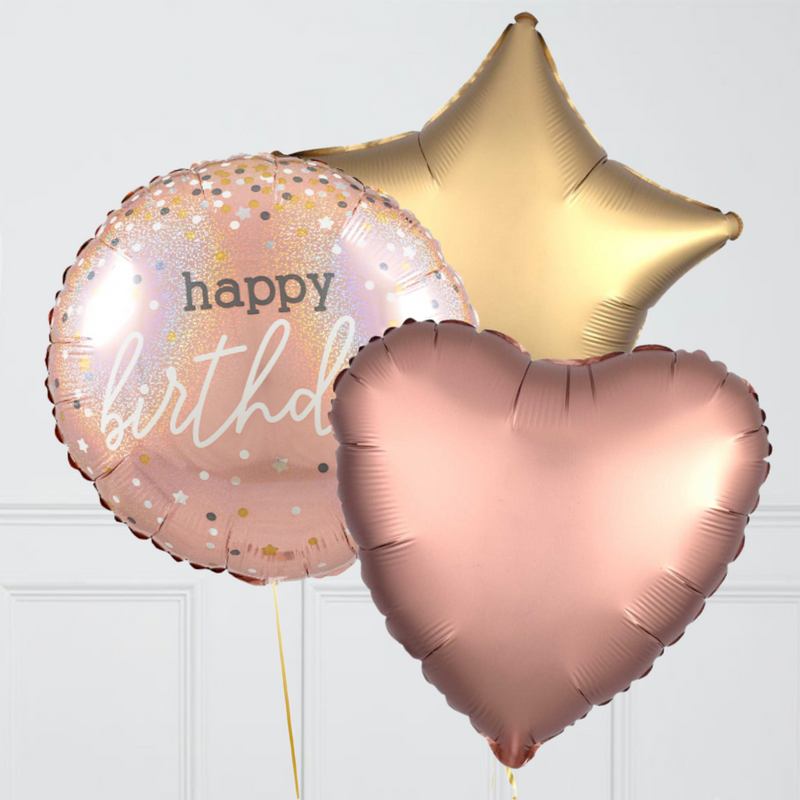 Rose Gold Sparkle Birthday Inflated Foil Balloon Bouquet