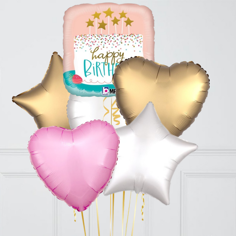 Happy Birthday Confetti Cake Foil Balloon Bouquet