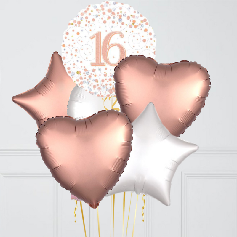 16th Birthday Rose Gold Foil Balloon Bouquet