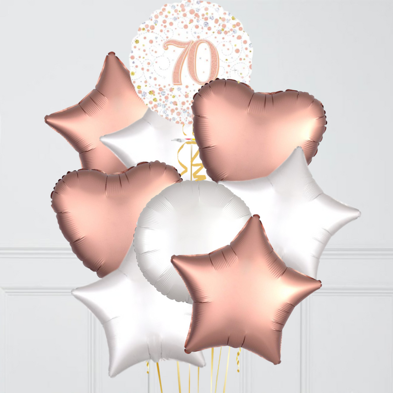 70th Birthday Rose Gold Foil Balloon Bouquet