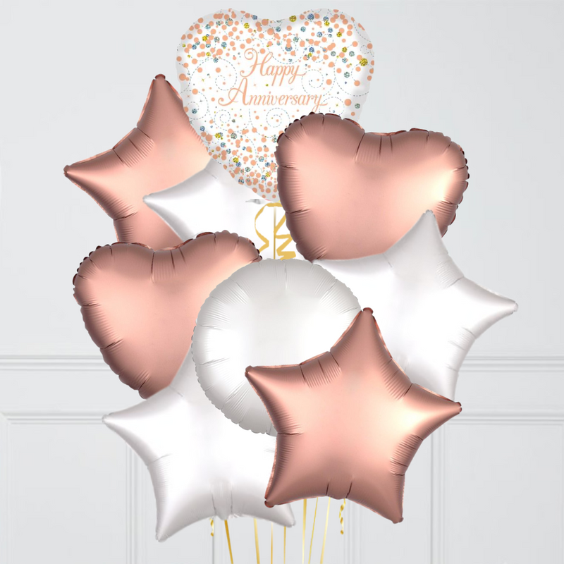 Rose Gold Happy Anniversary Foil Balloon Bouquet