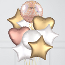 Rose Gold Sparkle Birthday Inflated Foil Balloon Bouquet