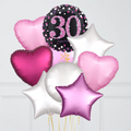 30th Birthday Pink & Black Holographic Balloon Bouquet