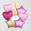 1st Birthday Pink & Gold Foil Balloon Bouquet