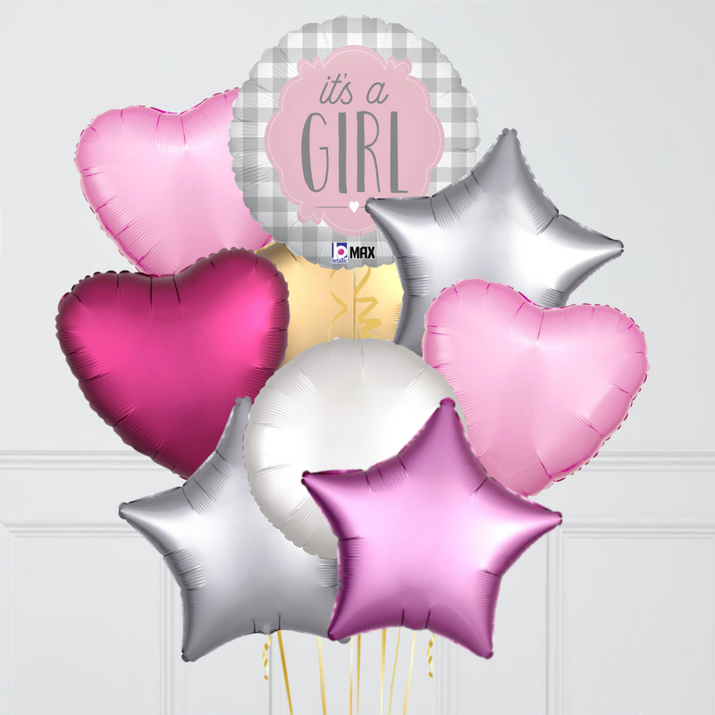 It's a Girl Silver & Pink Foil Balloon Bouquet