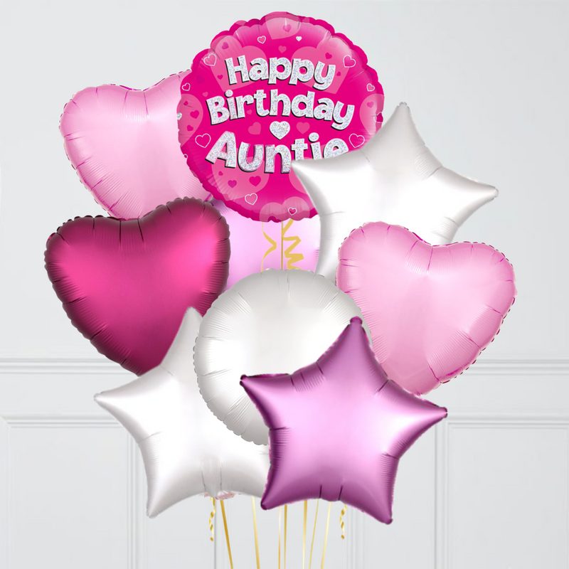 Happy Birthday Auntie Pink Foil Balloon Bouquet