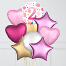 2nd Birthday Pink and Gold Dots Foil Balloon Bouquet