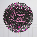 Happy Birthday Pink & Black Foil Balloon Bouquet