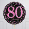 80th Birthday Pink & Black Holographic Balloon Bouquet