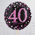 40th Birthday Pink & Black Holographic Balloon Bouquet