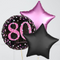 80th Birthday Pink & Black Holographic Balloon Bouquet