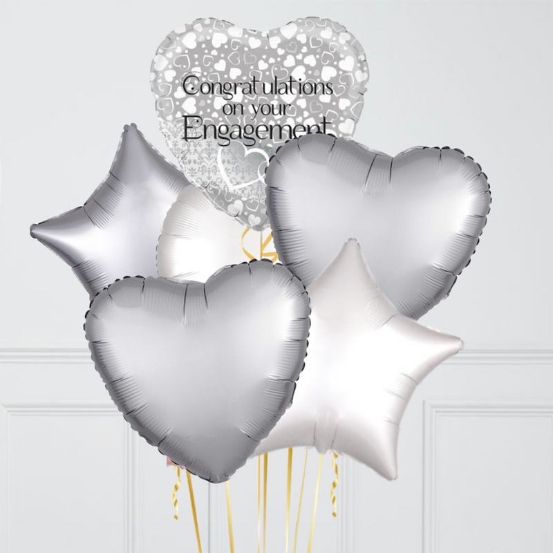 Silver Congratulations On Your Engagement Foil Balloon Bouquet