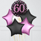 60th Birthday Pink & Black Holographic Balloon Bouquet