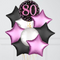 80th Birthday Pink & Black Holographic Balloon Bouquet