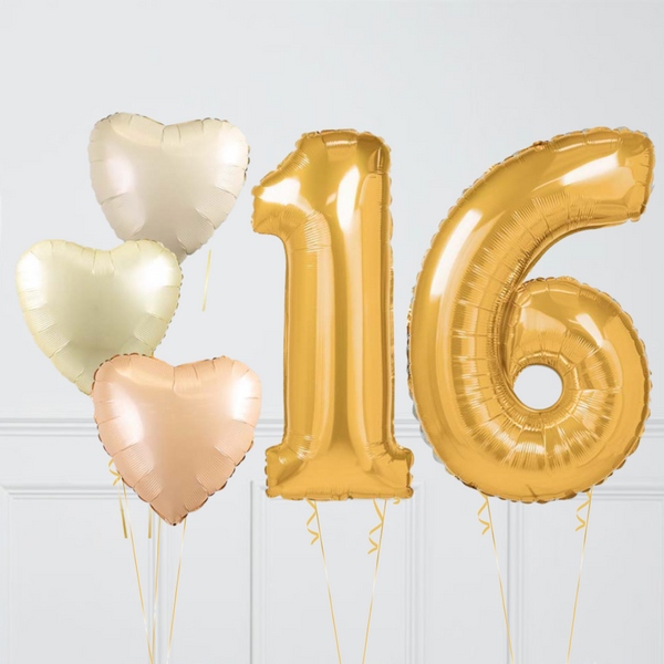 Golden Peach Birthday Balloon Numbers